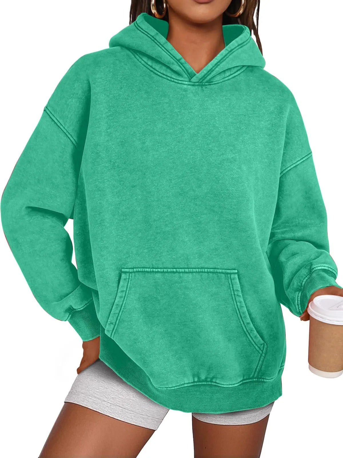 Trendig Oversized Damhoodie med Långärmar