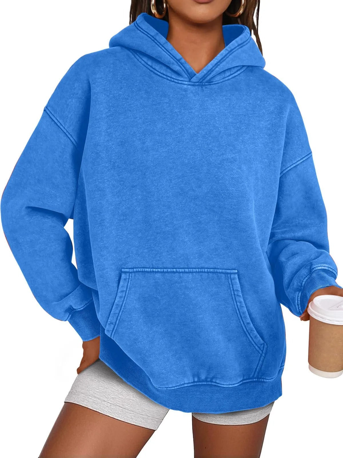 Trendig Oversized Damhoodie med Långärmar