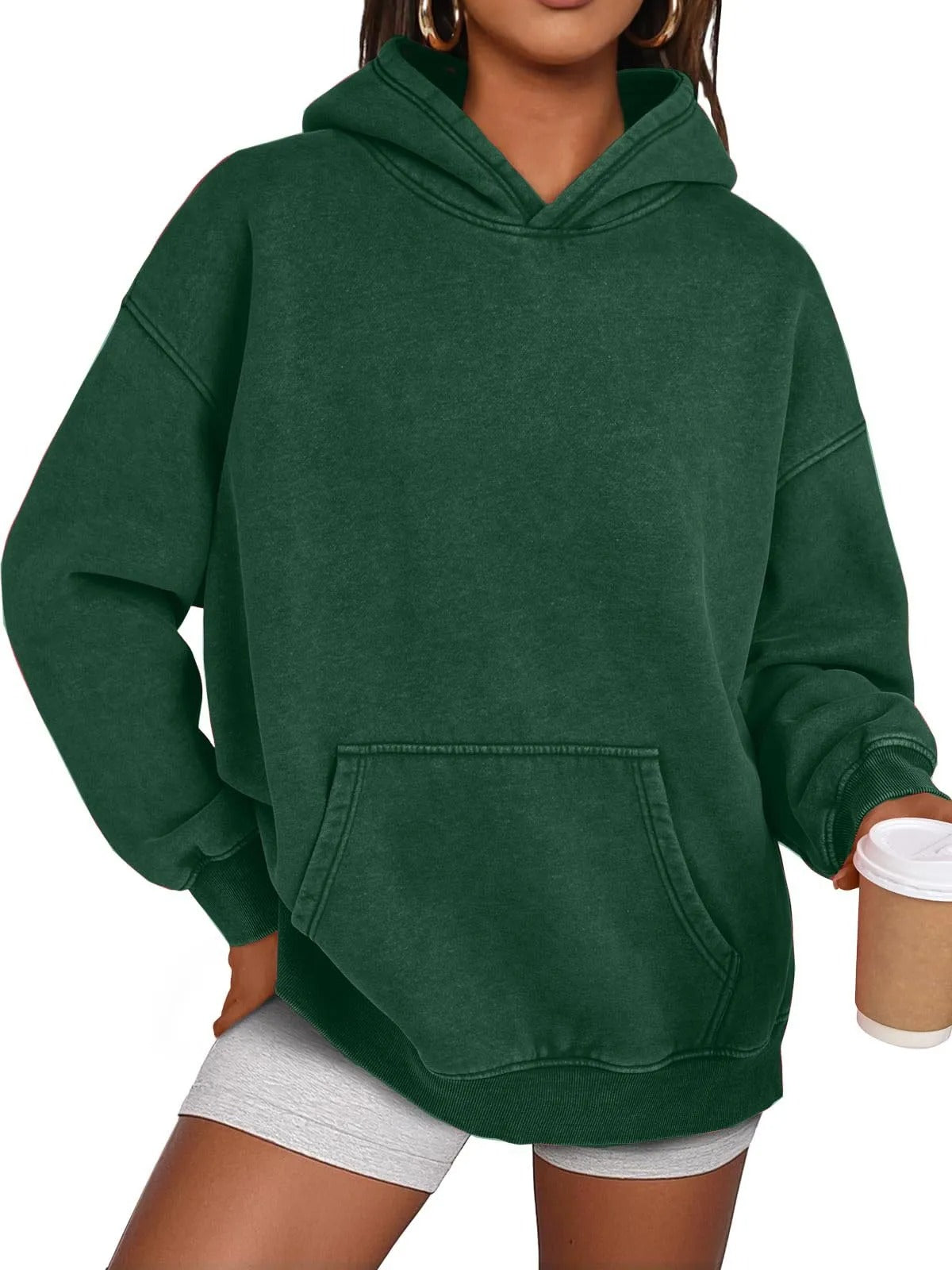 Trendig Oversized Damhoodie med Långärmar