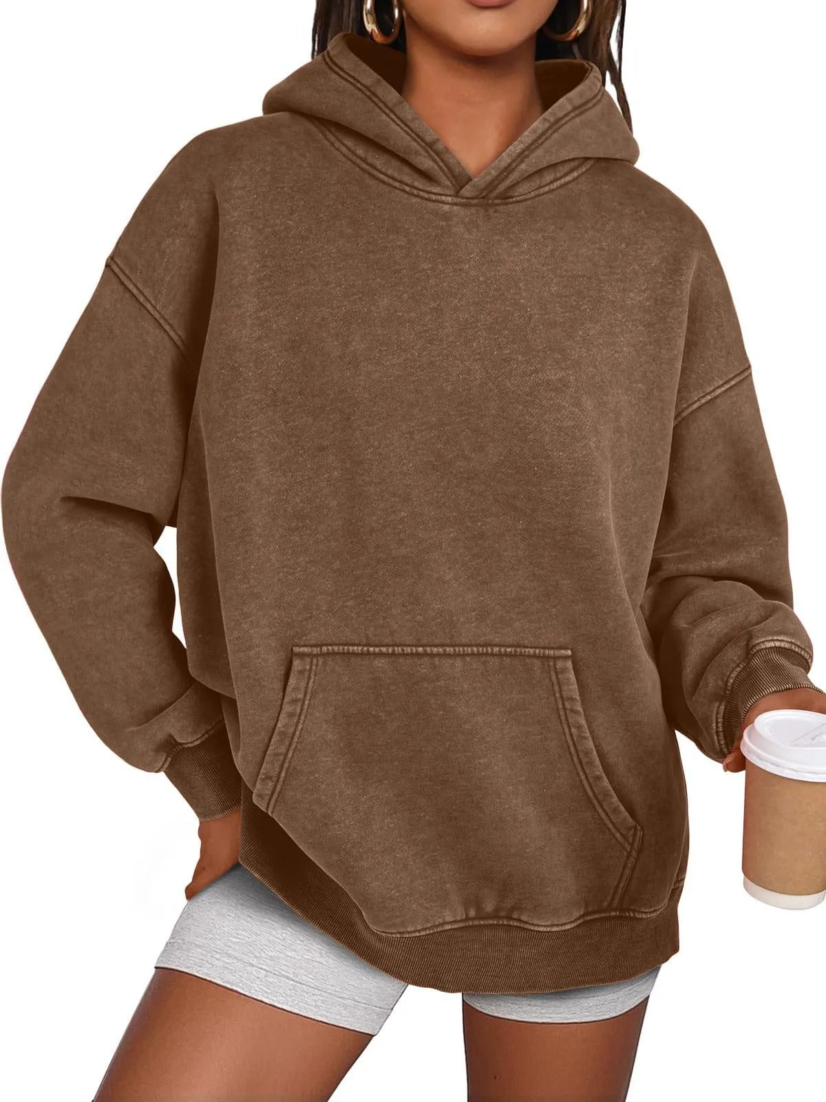 Trendig Oversized Damhoodie med Långärmar
