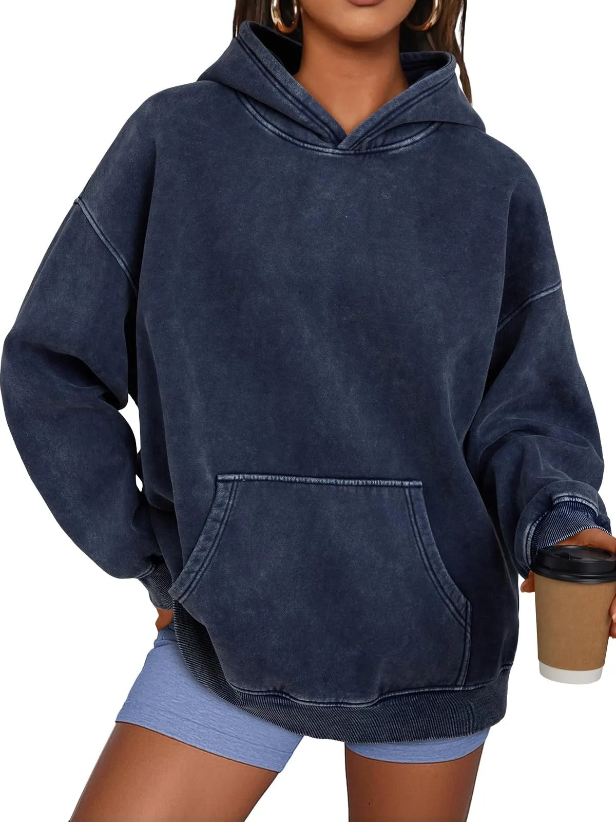 Trendig Oversized Damhoodie med Långärmar
