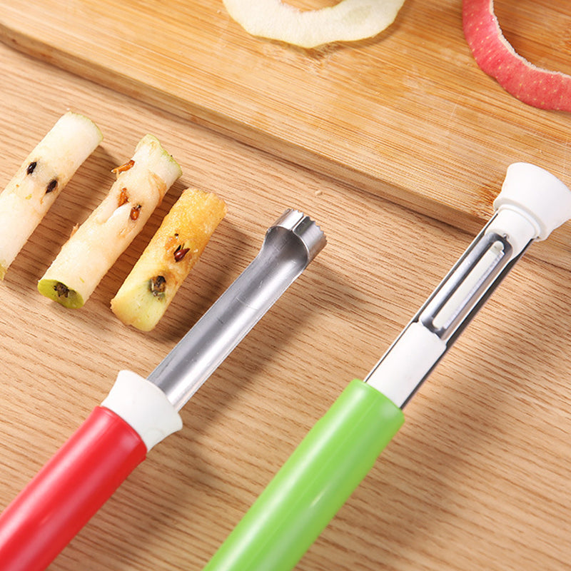 🍎🔥 KÖP 1, FÅ 1 GRATIS! Rostfritt 2-i-1 fruktkärnare & skalare – Skär, urkärna & servera som en proffskock! ✨