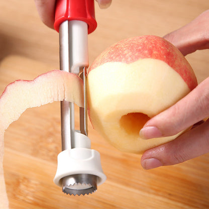 🍎🔥 KÖP 1, FÅ 1 GRATIS! Rostfritt 2-i-1 fruktkärnare & skalare – Skär, urkärna & servera som en proffskock! ✨
