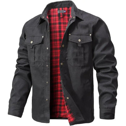 Flanellfodrad Skjortjacka Herr med Westernstil
