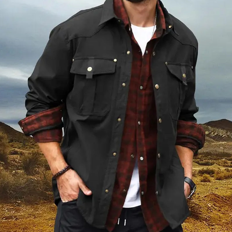 Flanellfodrad Skjortjacka Herr med Westernstil
