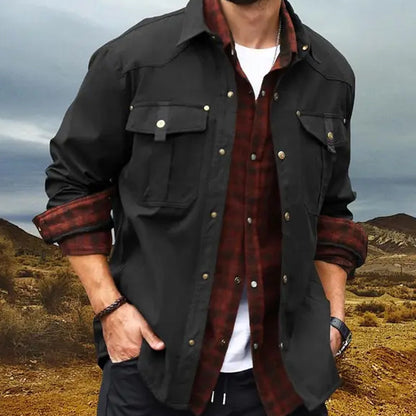 Flanellfodrad Skjortjacka Herr med Westernstil