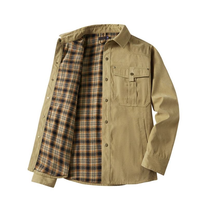 Flanellfodrad Skjortjacka Herr med Westernstil
