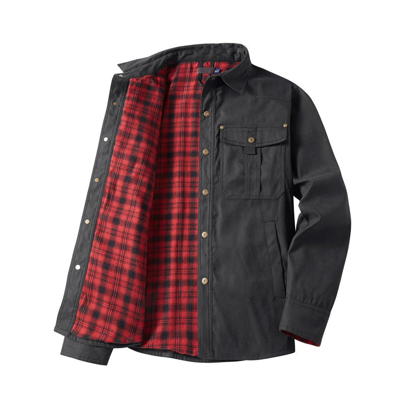 Flanellfodrad Skjortjacka Herr med Westernstil