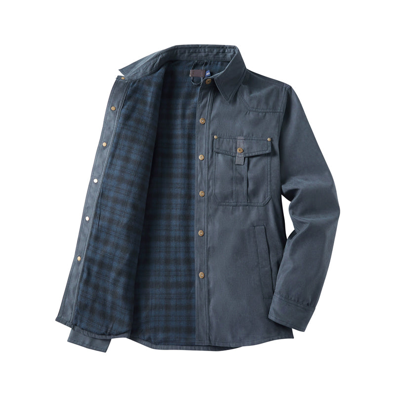 Flanellfodrad Skjortjacka Herr med Westernstil