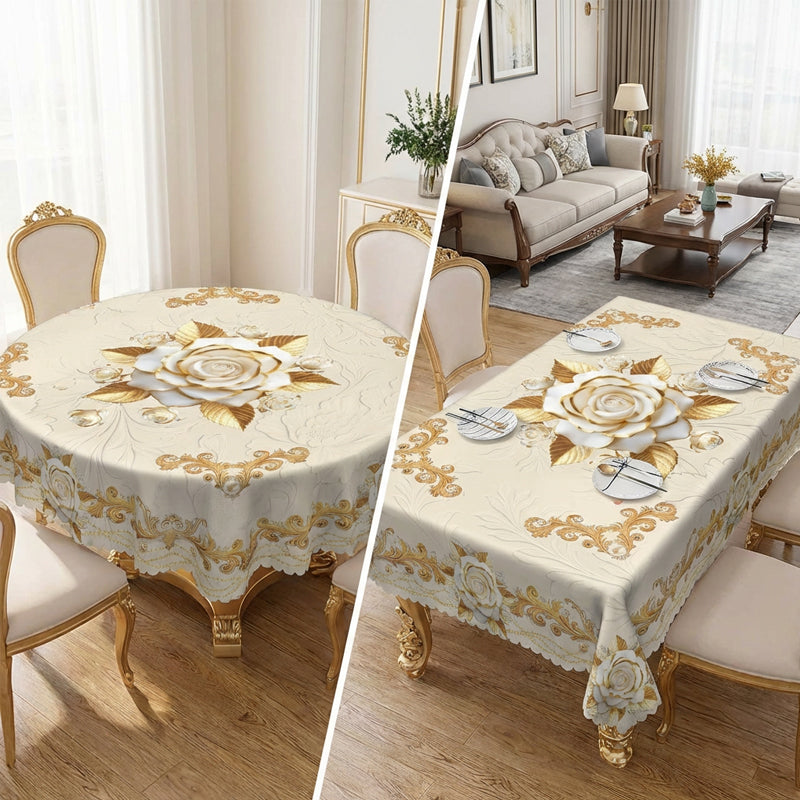 ✨ 50 % RABATT 💖 Lyxig guldfärgad bordsduk – skyddar bordet, är lätt att torka av och ger hemmet en elegant känsla 🏡