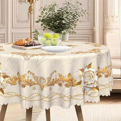 ✨ 50 % RABATT 💖 Lyxig guldfärgad bordsduk – skyddar bordet, är lätt att torka av och ger hemmet en elegant känsla 🏡