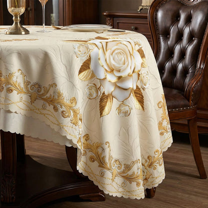 ✨ 50 % RABATT 💖 Lyxig guldfärgad bordsduk – skyddar bordet, är lätt att torka av och ger hemmet en elegant känsla 🏡