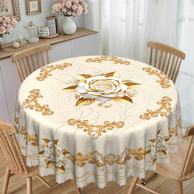 ✨ 50 % RABATT 💖 Lyxig guldfärgad bordsduk – skyddar bordet, är lätt att torka av och ger hemmet en elegant känsla 🏡