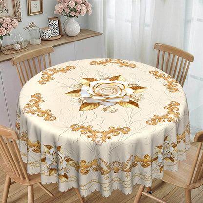 ✨ 50 % RABATT 💖 Lyxig guldfärgad bordsduk – skyddar bordet, är lätt att torka av och ger hemmet en elegant känsla 🏡