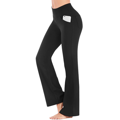 Högmidjade bootcut-byxor för damer med 4-vägs stretch och formande passform