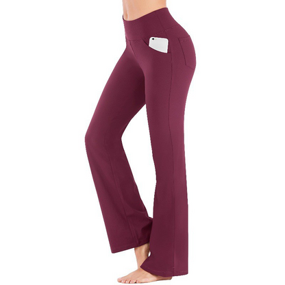 Högmidjade bootcut-byxor för damer med 4-vägs stretch och formande passform