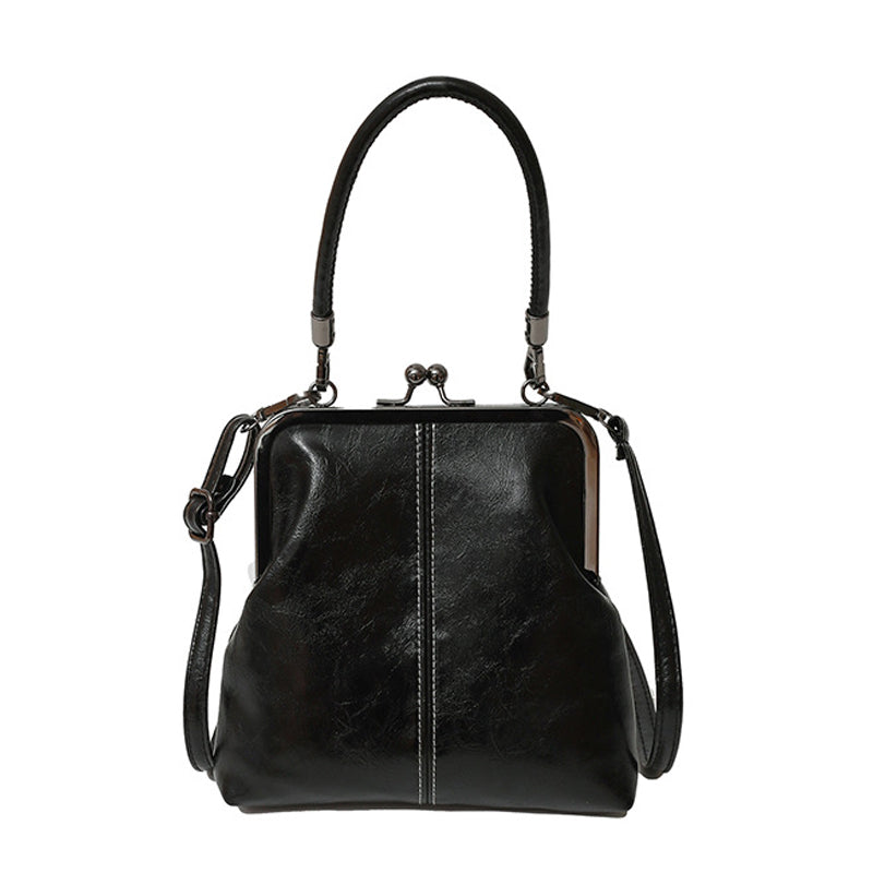 👛 Kiss lock-väska för kvinnor med handtag på toppen – vintage spänne, två bäralternativ & hållbart PU-läder – perfekt för vardag och fest ✨