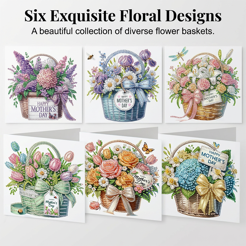 6PCS Mother's Day Diamond Art Painting Greeting Card