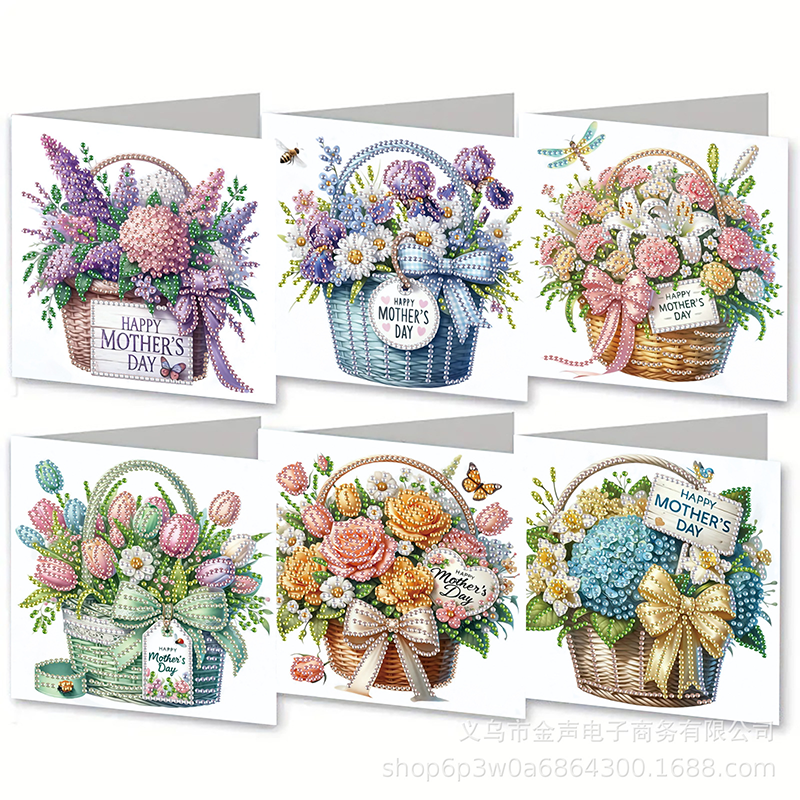 6PCS Mother's Day Diamond Art Painting Greeting Card
