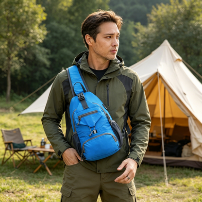 🎒 50 % RABATT! ✨ Slingväska för män – flera fickor, vattenavvisande, ventilerande rygg 🌦️
