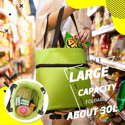🛒 50% RABATT NU! 2‑i‑1 hopfällbar shoppingvagn – stor kapacitet, slitstarkt Oxford‑tyg & tysta hjul – perfekt för matbutik, marknad, camping och resor 🧳✨