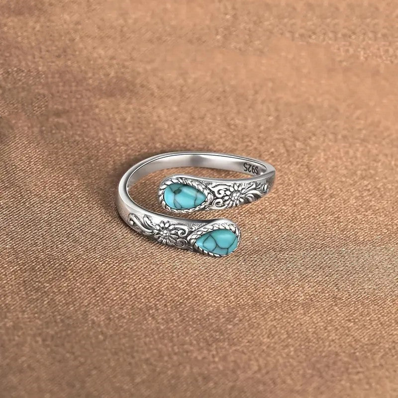 💍 50% RABATT! ⏳ Vintage justerbar öppen ring – Droppformad glödande zirkon – Elegant & tidlös – perfekt för vardag eller fest 💧✨