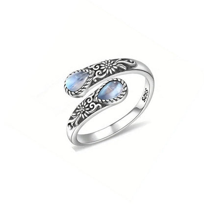 💍 50% RABATT! ⏳ Vintage justerbar öppen ring – Droppformad glödande zirkon – Elegant & tidlös – perfekt för vardag eller fest 💧✨