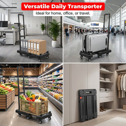 🛒 50% RABATT NU! 💪 Hopfällbar Tystgående Säckkärra – 150 kg Bärkraft & Teleskophandtag – Perfekt för Flytt, Shopping & Förvaring 🏠