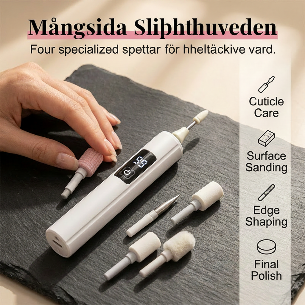 ✨ Professionell elektrisk nagelfil med 99 hastighetsnivåer och 4 sliphuvuden – för exakt nagelvård hemma 💅