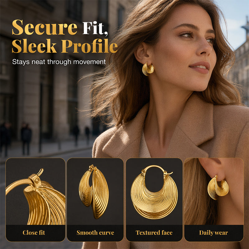 ✨ Texturerade creoler i guld – eleganta statement-örhängen