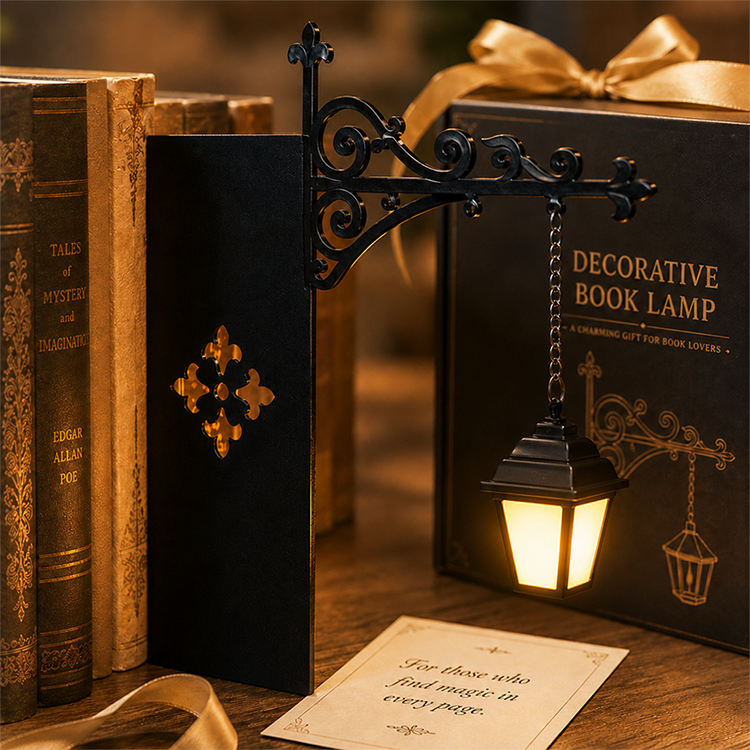 🏆🇸🇪 Populär bland svenska kunder📚 Miniatyrbokstöd i Retro Gatlyktstil – Skapa Magi På Din Bokhylla