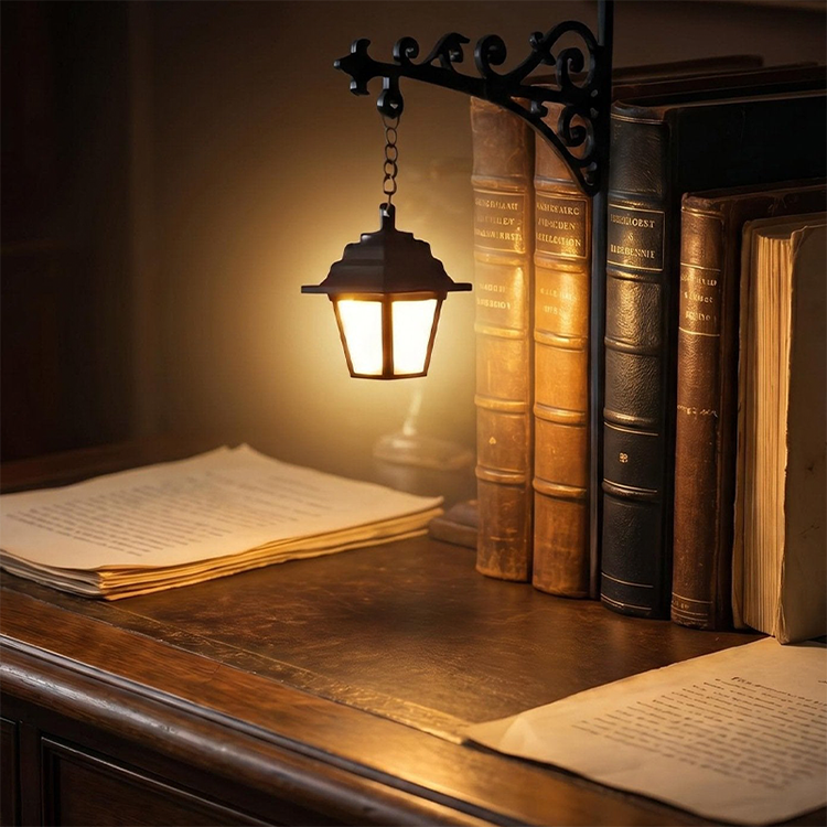 🏆🇸🇪 Populär bland svenska kunder📚 Miniatyrbokstöd i Retro Gatlyktstil – Skapa Magi På Din Bokhylla