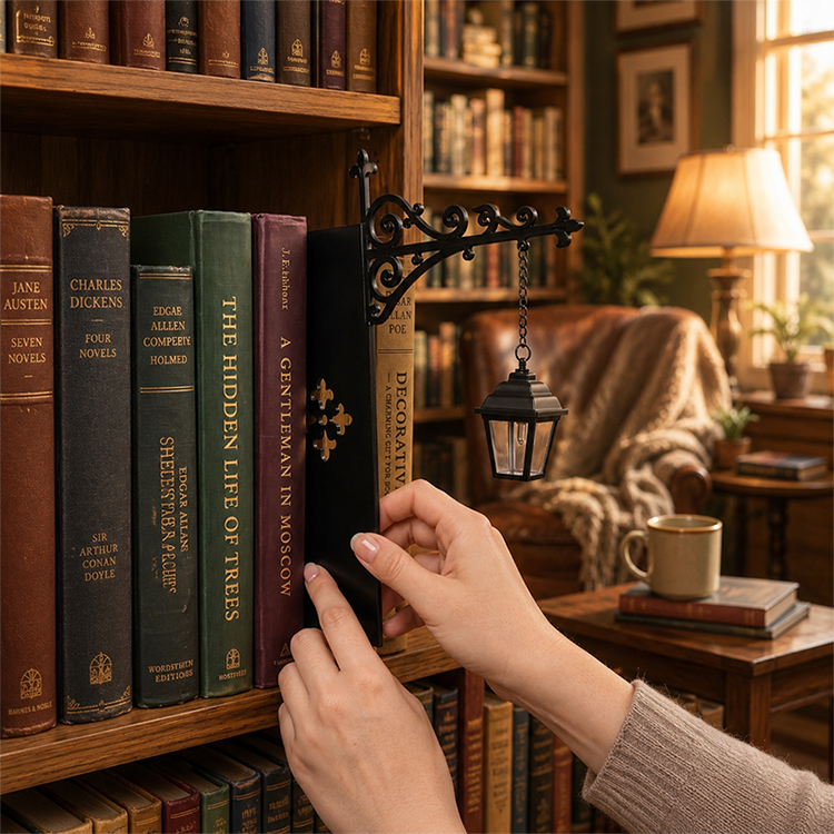 🏆🇸🇪 Populär bland svenska kunder📚 Miniatyrbokstöd i Retro Gatlyktstil – Skapa Magi På Din Bokhylla