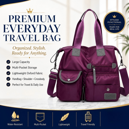 👜Stor vattentät tygväska för kvinnor – rymlig, tre bärsätt & smart fickorganisation – perfekt för jobb, resor & vardag 🧳✨