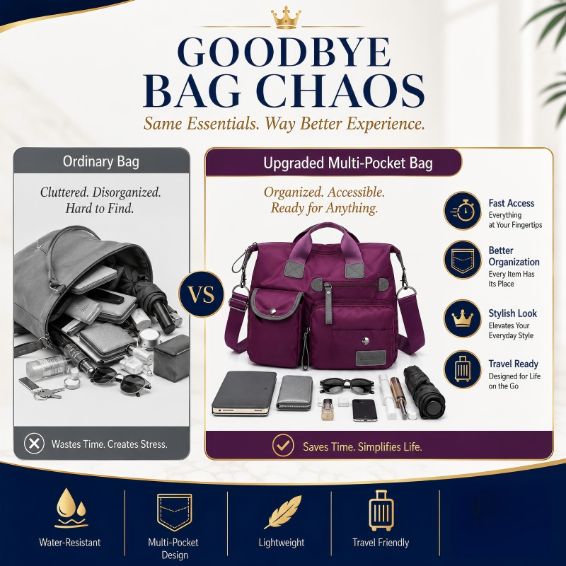 👜Stor vattentät tygväska för kvinnor – rymlig, tre bärsätt & smart fickorganisation – perfekt för jobb, resor & vardag 🧳✨