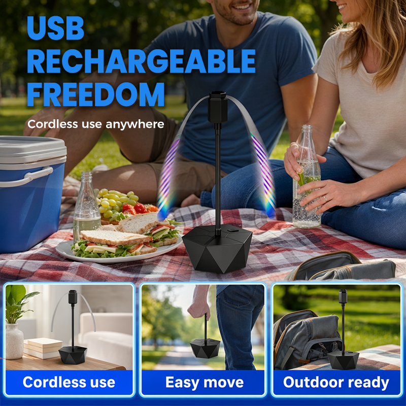 USB-laddningsbar flugavvisande fläkt med justerbar höjd – för utomhusbruk