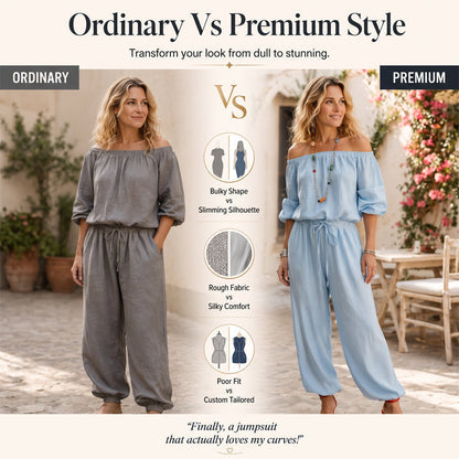 Elegant off shoulder-jumpsuit för dam – luftig och bekväm med justerbar midja
