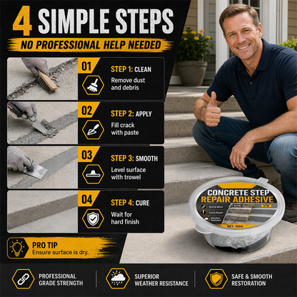 🧱 50 % RABATT NU! Reparationsmassa för betong – stark vidhäftning, vädertålig och vattenbeständig – perfekt för trappor, uppfarter och uteplatser 🏠✨