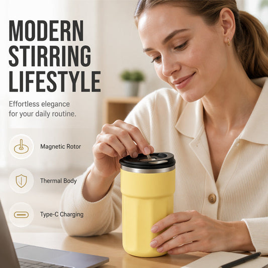 🧊Elektrisk omrörningsmugg med isform – läckagesäkert silikonlock & praktisk kaffekopp