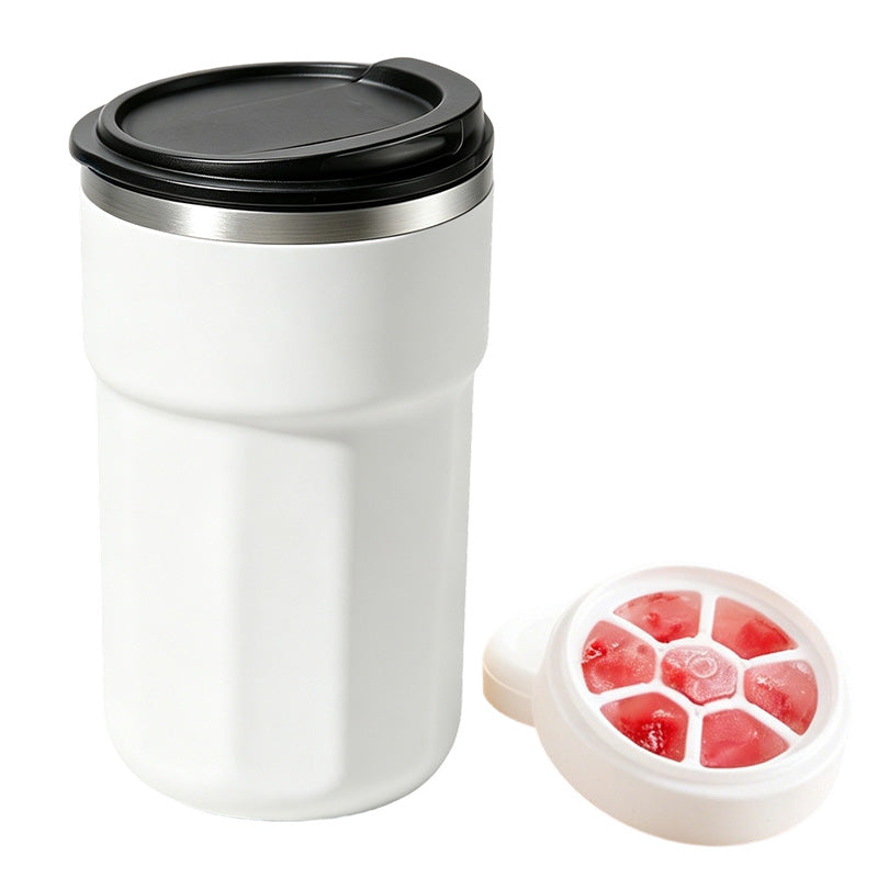 🧊Elektrisk omrörningsmugg med isform – läckagesäkert silikonlock & praktisk kaffekopp