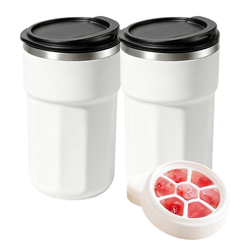 🧊Elektrisk omrörningsmugg med isform – läckagesäkert silikonlock & praktisk kaffekopp