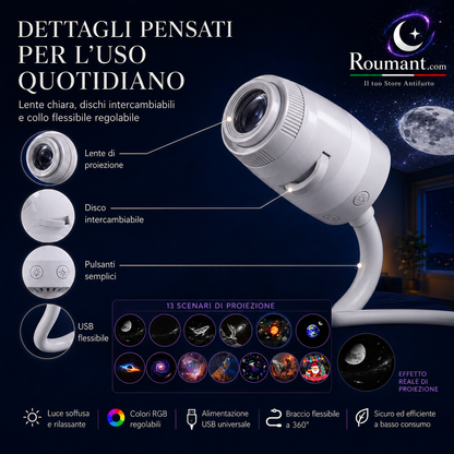 🌌 50 % RABATT NU! 💫 USB-lampa med stjärnhimmelprojektion – 13 utbytbara filmskivor & flexibel hals – perfekt för sovrummet ✨