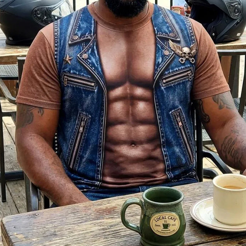 Rolig herr-T-shirt med muskelmotiv
