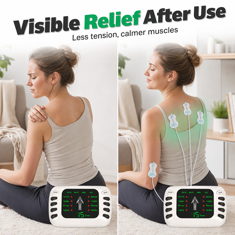⚡ 50% RABATT NU! Portabel elektrisk massageapparat – dubbel utgång, smidig & kompakt – lindra trötthet och spänningar i nacke, rygg, armar och ben 💆‍♀️✨