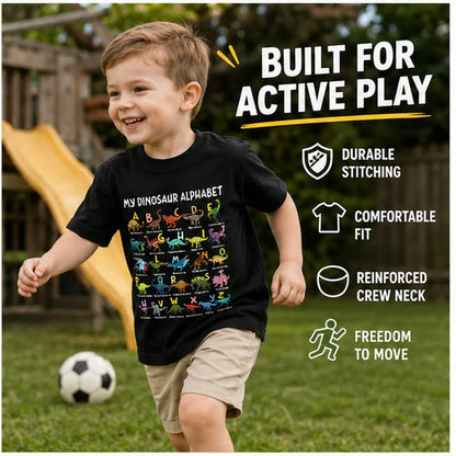 🦖 T-shirt för barn med lärorikt dinosauriealfabet