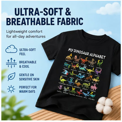 🦖 T-shirt för barn med lärorikt dinosauriealfabet
