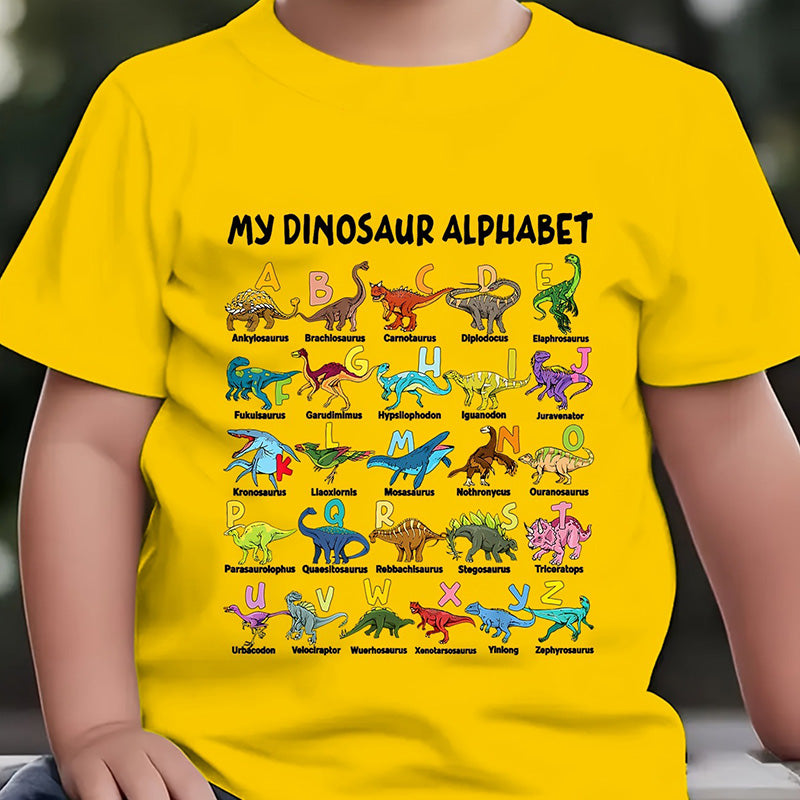 🦖 T-shirt för barn med lärorikt dinosauriealfabet