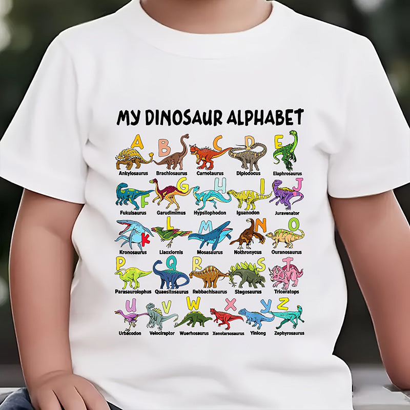 🦖 T-shirt för barn med lärorikt dinosauriealfabet