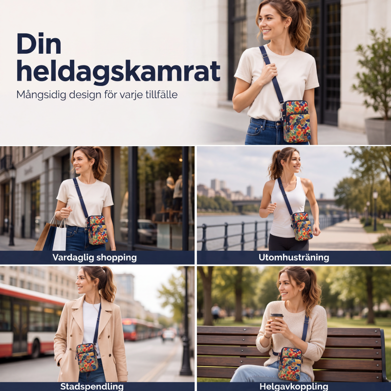 ✨ 50 % RABATT NU! Blommig mobilväska med handledsrem och justerbar axelrem 🌸