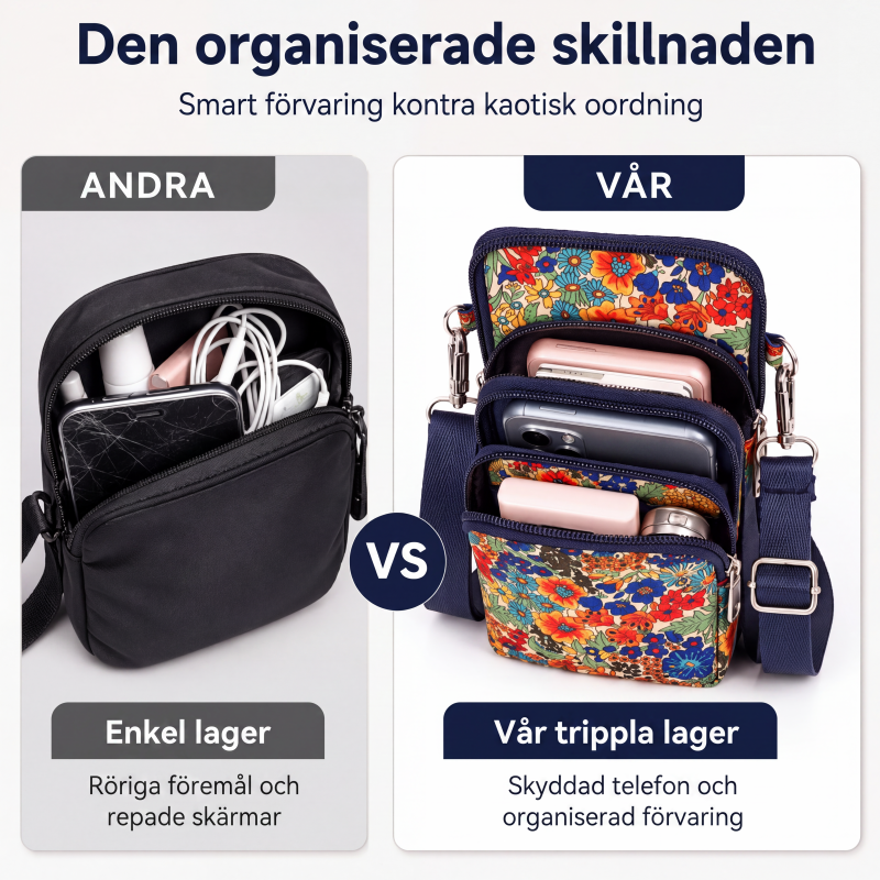✨ 50 % RABATT NU! Blommig mobilväska med handledsrem och justerbar axelrem 🌸